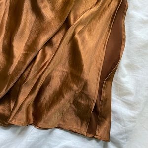 Golden Silk Midi Skirt